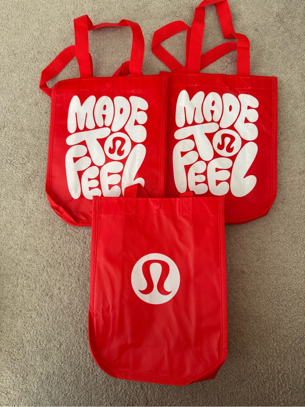 New Lululemon Small Reusable Shopping Tote Lunch Bag Lot Of 3